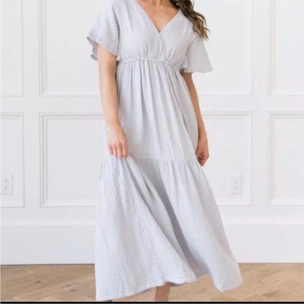 NWT Cozy Earth Boardwalk Breeze Midi Dress in Glacier Blue Sz M